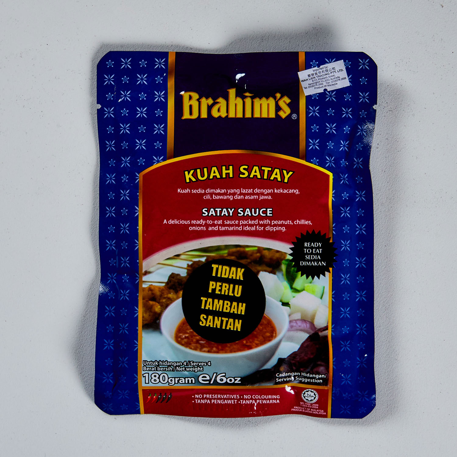 Brahims Satay Sauce 180g 36 Wah Lien